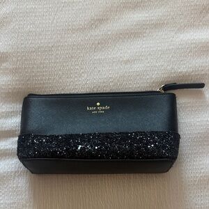 Kate Spade Black Glitter Cosmetic Bag